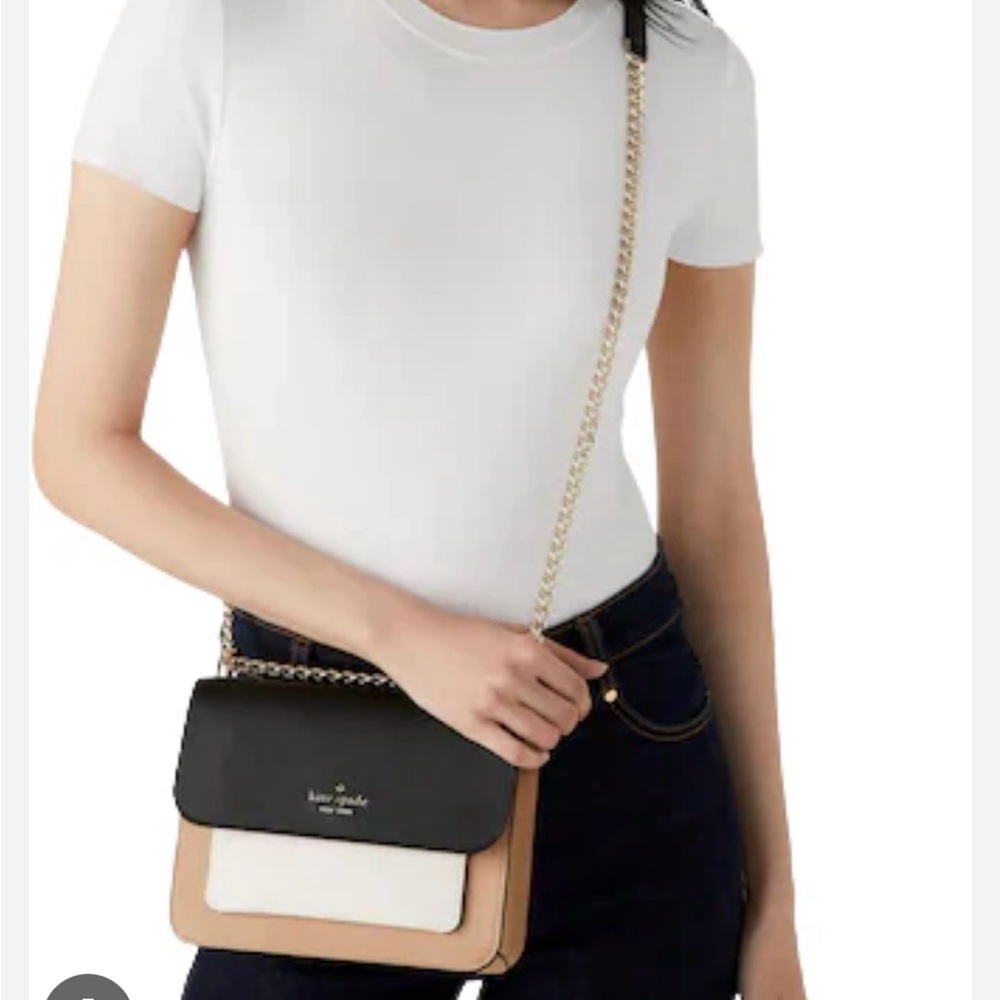 Kate Spade Black and White Crossbody Bag with Elegant Chain
